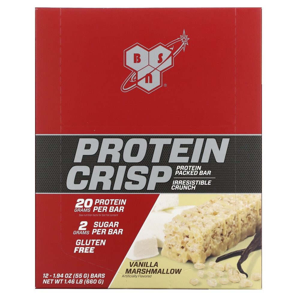 Bsn , Protein Crisp, Vanilla Marshmallow, 12 Bars, 1.94 Oz (55 G) Each