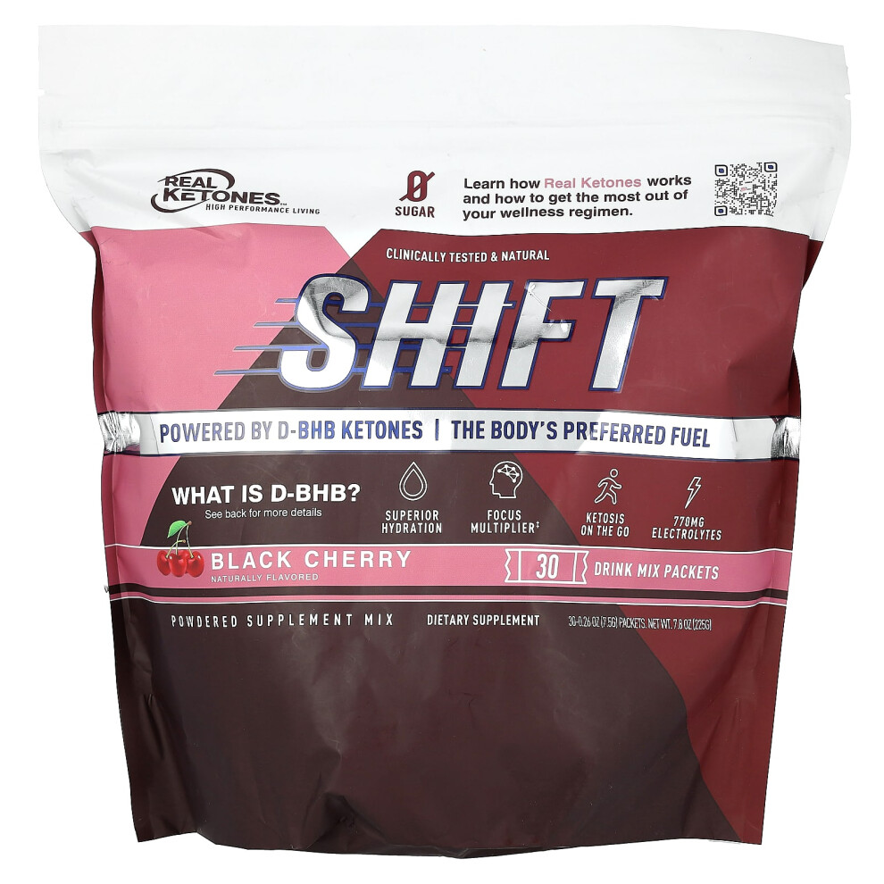 Real Ketones Black Shift, Cherry, 30 Drink Mix Packets, 0.26 Oz (7.5 G) Each