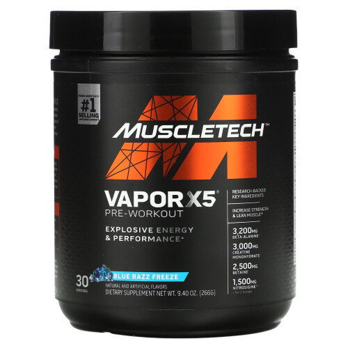 Muscletech MuscleTech, VaporX5, Pre-Workout, Blaue Himbeer-Eis, 9,4 oz (266 g)