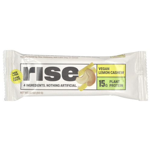 Rise Bar, Protein Bar, Lemon Cashew, 12 Bars, 2.1 oz (60 g) Each 2