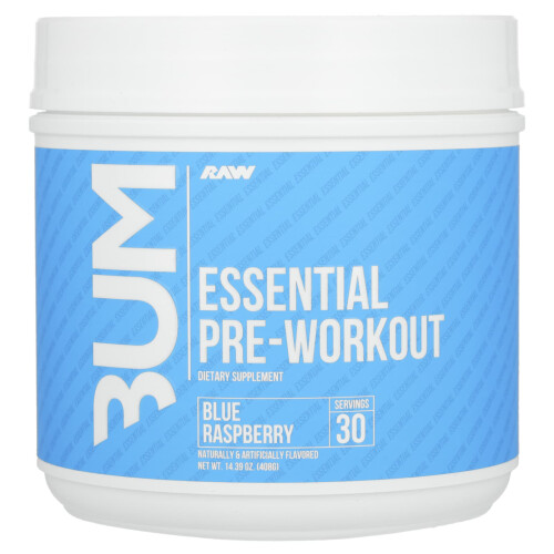 Raw Nutrition, Bum, Essential Pre-Workout, Blaue Himbeere, 14,39 oz (408 g)