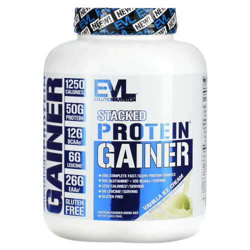 EVLution Nutrition, Stacked Protein Gainer, Vanilleeis, 6 Pfund (2,72 kg)