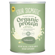 Four Sigmatic, Pflanzliches Organisches Protein mit Pilzen & Adaptogenen, Geschmacksneutral, 1,06 Pfund 16,9 Unzen (480 g)