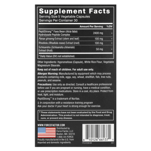 Force Factor, Anabolic Muscle Builder With AI-Developed PeptiStrong, 150 Vegetable Capsules 1