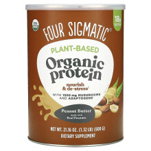 Four Sigmatic, Pflanzliches Organisches Protein mit Pilzen & Adaptogenen, Erdnussbutter, 1,32 Pfund (600 g)
