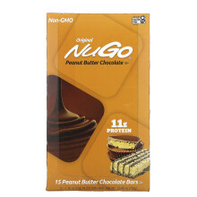 NuGo Nutrition, Barres Originales Beurre de Cacahuète Chocolat, 15 Barres, 1,76 oz (50 g) Chacune