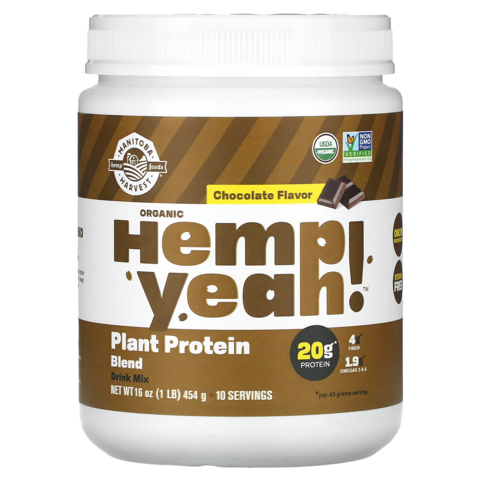 Manitoba Harvest , Organic Hemp Yeah!, Plant Protein Blend, Chocolate, 1 Lb (454 G)