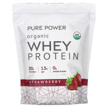 Dr. Mercola, Pure Power, Protéine de Lactosérum Biologique, Fraise, 1 lb 4,6 oz (585 g)