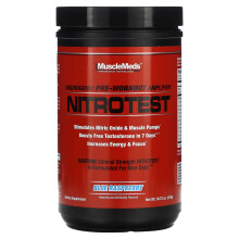 MuscleMeds, Nitrotest, Androgener Pre-Workout-Verstärker, Blaue Himbeere, 16,72 Unzen (474 g)