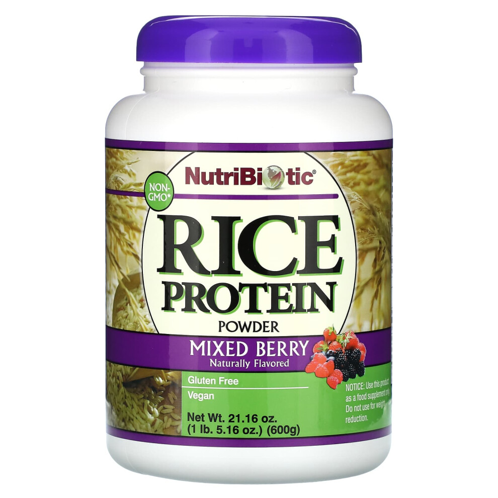 Nutribiotic , Rice Protein Powder, Mixed Berry, 1 Lb. (600 G)