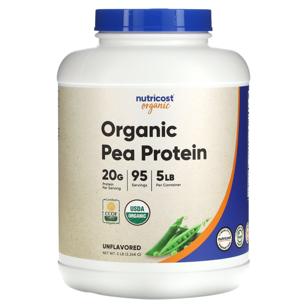 Nutricost , Organic Pea Protein, Unflavored, 5 Lbs (2,268 G)