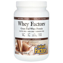 Natural Factors, Whey FactorsÆ, Protéine de Lactosérum d'Herbage, Double Chocolat Naturel, 12 oz (340 g)