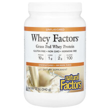 Natural Factors, Whey Factors, Protéine de Lactosérum d'Herbage, Non Aromatisée, 12 oz (340 g)