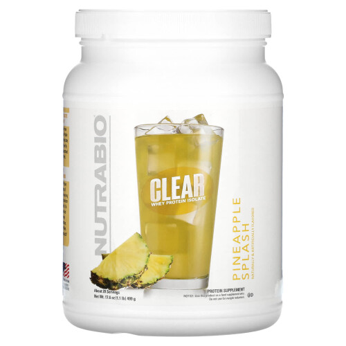 NutraBio, Isolat de Protéine de Lactosérum Clair, Éclat d'Ananas, 1.1 lb (499 g)
