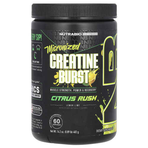 NutraBio, Créatine Micronisée Éclat, Ruée Citron Vert Citronné, 0.89 lb (402 g)