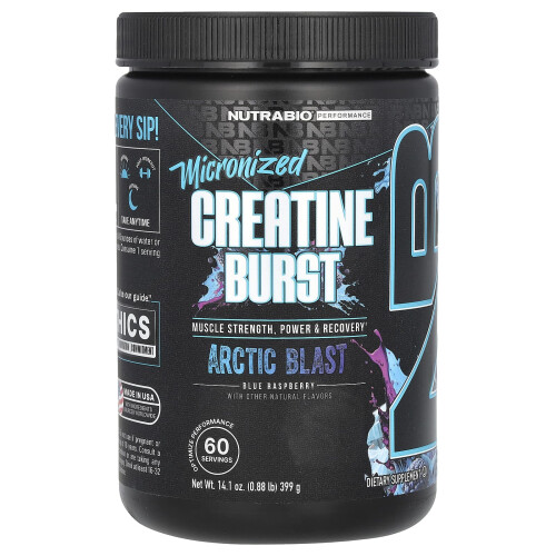 NutraBio, Créatine Micronisée Éclat, Framboise Bleue Arctique, 0.88 lb (399 g)
