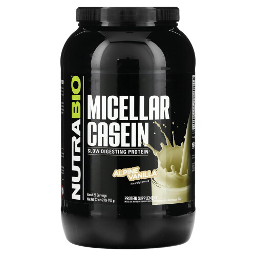 NutraBio, Caséine Micellaire, Vanille Alpine, 2 lb (907 g)