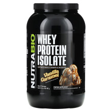 NutraBio, Isolat de Protéine de Lactosérum, Caramel à la Vanille, 2 lb (907 g)