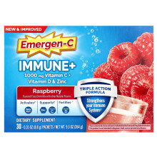 Emergen-C, Immune+ Vitamine C + Vitamine D & Zinc, Framboise, 30 Sachets, 0.31 oz (8.8 g) Chacun
