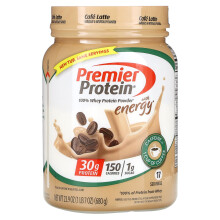 Premier Protein, Poudre de Protéine de Lactosérum 100 % avec Énergie, Café Latte, 23,9 oz (680 g)