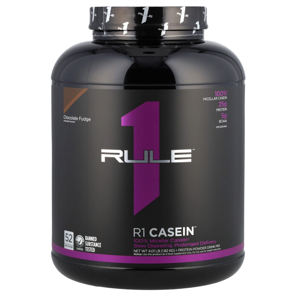 Rule One Proteins , R1 Casein, Protein Powder Drink Mix, Chocolate Fudge, 4.01 Lb (1.82 Kg)
