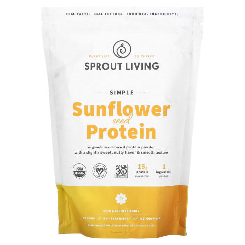 Sprout Living, Einfaches Sonnenblumenkernprotein, 1 lb (454 g)