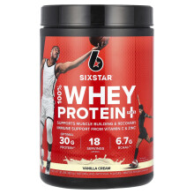 SIXSTAR, 100% Whey Protein Plus, Vanille-Sahne, 1,81 lbs (821 g)