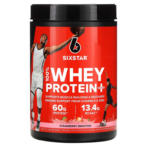 SIXSTAR, 100% Whey Protein Plus, Erdbeer-Smoothie, 1,8 lbs (816 g)