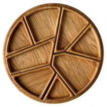 (Large)Wooden Divided Serving Tray With Removable Compartments 8 Segment Detachable Design Versatile Use for Holiday Parties