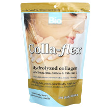 Bio Nutrition, Colla-Flex, Collagène Hydrolysé avec Boswellia, Silice & Vitamine C, Vanille Naturelle, 240 g