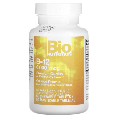 Bio Nutrition, Vitamin B-12, Kirsche, 6.000 mcg, 50 Kautabletten 1