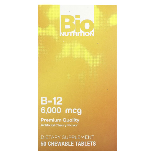 Bio Nutrition, Vitamin B-12, Kirsche, 6.000 mcg, 50 Kautabletten