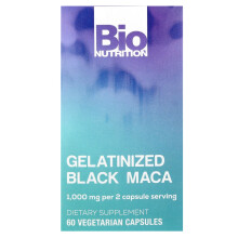 Bio Nutrition, Gelatinisierte Schwarze Maca, 1.000 mg, 60 Vegetarische Kapseln (500 mg pro Kapsel)