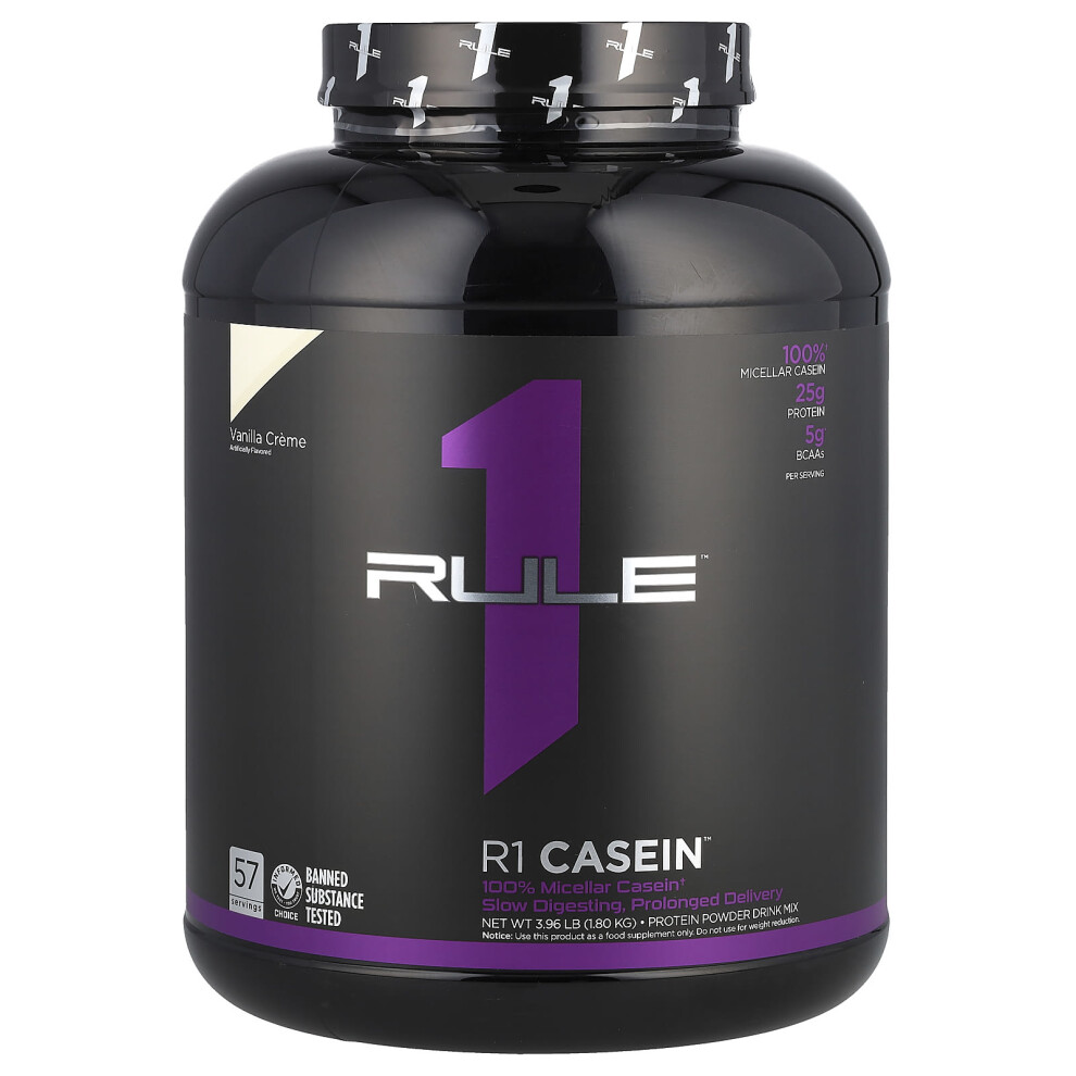 Rule One Proteins , R1 Casein, Protein Powder Drink Mix, Vanilla Creme, 3.96 Lbs (1.80 Kg)