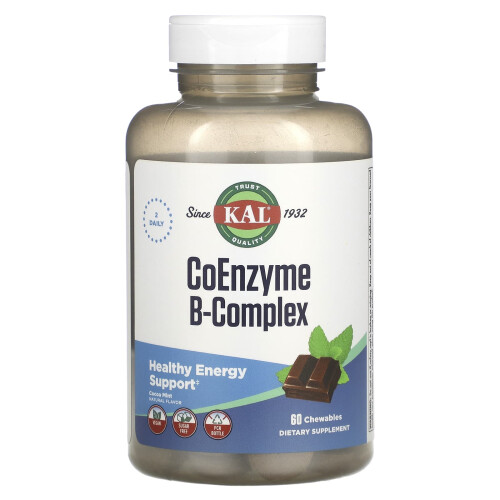 KAL, Coenzym B-Komplex, Kakao-Minze, 60 Kautabletten