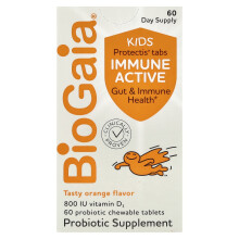 BioGaia, Protectis Enfants, Immunoactif, Goût Orange Savoureux, 60 Comprimés à Croquer Probiotiques