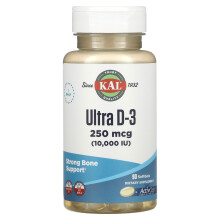 KAL, Ultra D-3, 250 mcg (10.000 IE), 90 Softgels