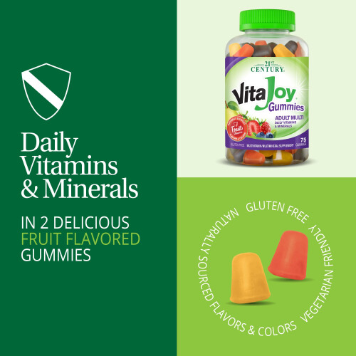 21st Century, Gummies Vita Joy, Multi Adulte, Fruit, 75 Gummies 2