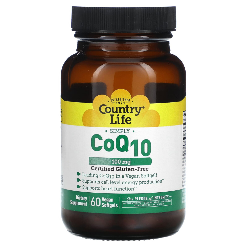 Country Life , Simply Coq10, 100 Mg, 60 Vegan Softgels
