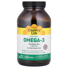Country Life, Natürliches Omega-3, 1.000 mg, 200 Softgels