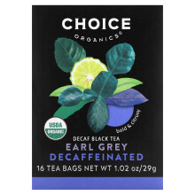 Choice Organic Teas, Thé Noir Décaféiné, Earl Grey, 16 Sachets de Thé, 1,02 oz (29 g)