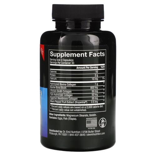 Dr. Emil Nutrition, Multi Collagène Plus, Types I, II, III, V et X, 90 Capsules 1