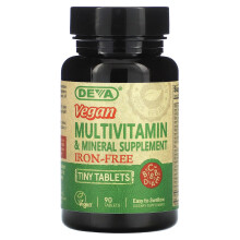 Deva, Vegane Tiny-Tablets Multivitamin- & Mineralstoffergänzung, Eisenfrei, 90 Tabletten