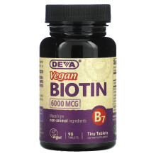 Deva, Veganes Biotin, 6.000 mcg, 90 Tabletten
