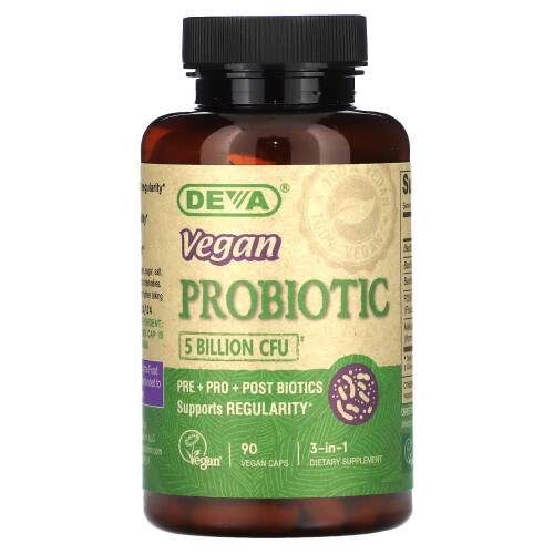 Deva, Probiotique Végane 3-en-1, 5 Milliards d'UFC, 90 Capsules Véganes