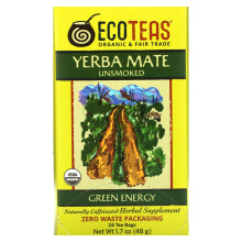 EcoTeas, Maté, Non Fumé, Énergie Verte, 24 Sachets de Thé, 1,7 oz (48 g)