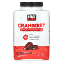 Force Factor, Cranberry mit D-Mannose & Vitamin C, Süße Cranberry, 60 Weichkautabletten