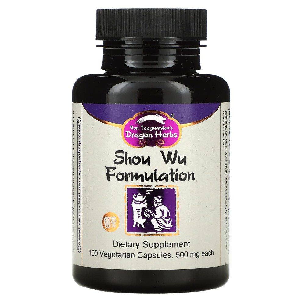 Dragon Herbs , Shou Wu Formulation, 500 Mg, 100 Vegetarian Capsules