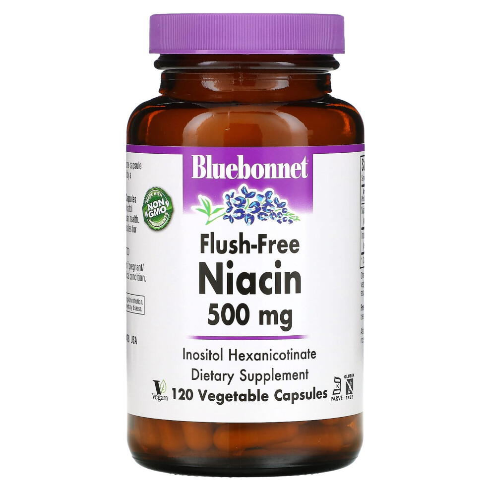 Bluebonnet Nutrition , Flush-Free Niacin, 500 Mg, 120 Vegetable Capsules
