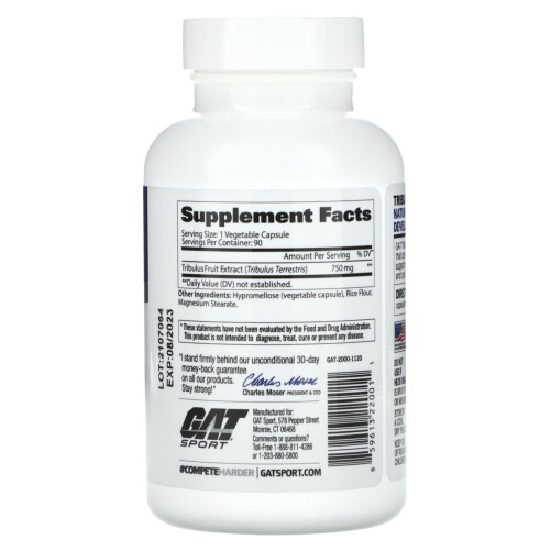 GAT, Tribulus, Men's Performance Enhancer, 90 Veg Capsules 1